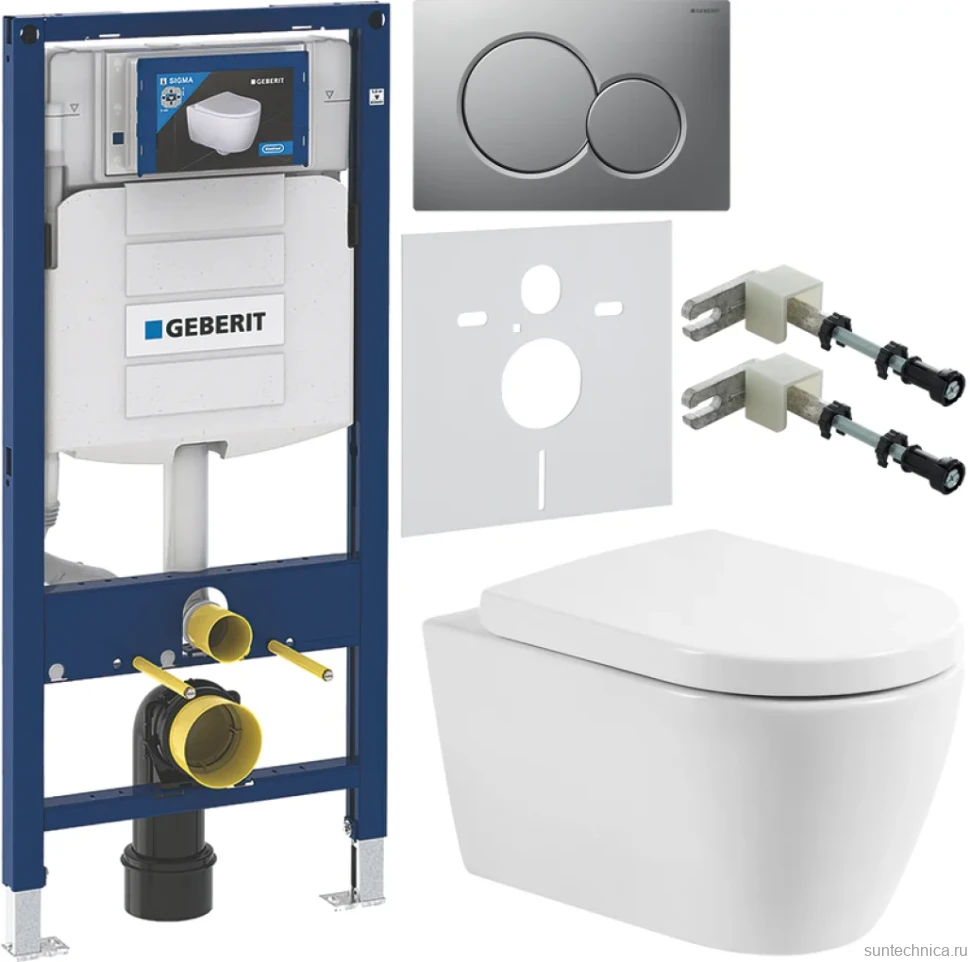 Комплект Унитаз подвесной BelBagno Marino BB105CHR безободковый + Крышка Norma BB865SC с микролифтом + Инсталляция Geberit Duofix UP 320 111.300.00.5 + Кнопка Sigma 01 115.770.JQ.5 лакированная, матовый хром + Крепления 111.815.00.1 к стене + Звукоизоляци
