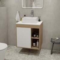 Тумба с раковиной Teymi Nura 60 дуб эврика, матовая белая, раковина Helmi Mini 38