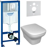 Комплект Унитаз подвесной Jacob Delafon Vox + Крышка E20142-00 с микролифтом + Инсталляция Grohe Rapid SL 38772001 3 в 1 с кнопкой смыва + Звукоизоляция