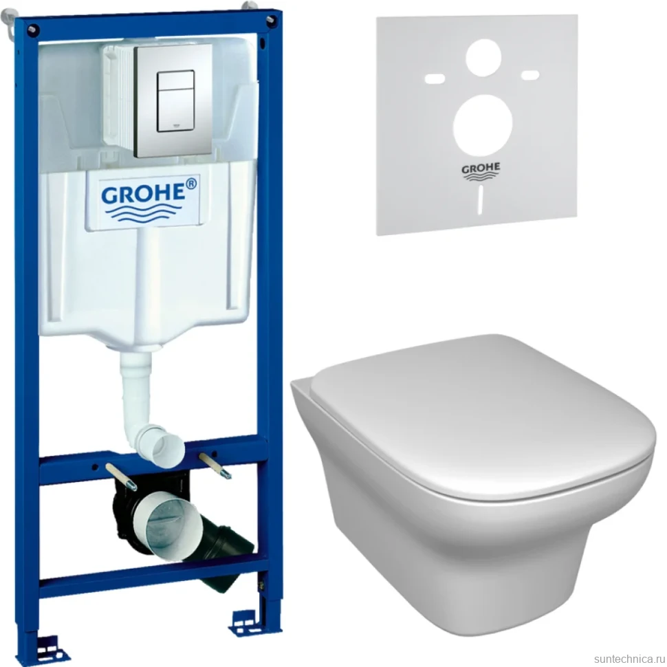 Комплект Унитаз подвесной Jacob Delafon Vox + Крышка E20142-00 с микролифтом + Инсталляция Grohe Rapid SL 38772001 3 в 1 с кнопкой смыва + Звукоизоляция