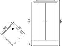 Душевая кабина Royal Bath HP RB 90HP6-WT с низким поддоном, с сиденьем