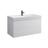 Тумба с раковиной Belux Сиртаки 100 подвесная, белая глянцевая, раковина 1000-01