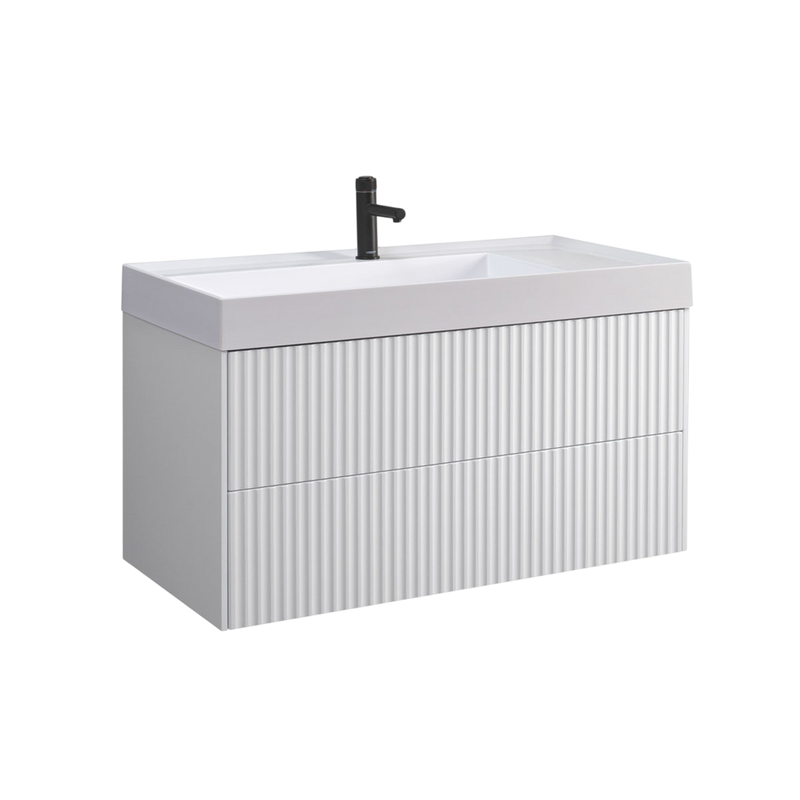 Тумба с раковиной Belux Сиртаки 100 подвесная, белая глянцевая, раковина 1000-01