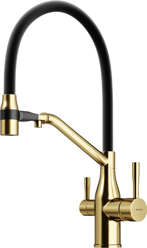 Смеситель для кухни Sancos Orta SC4008BG с гибким изливом, брашированное золото