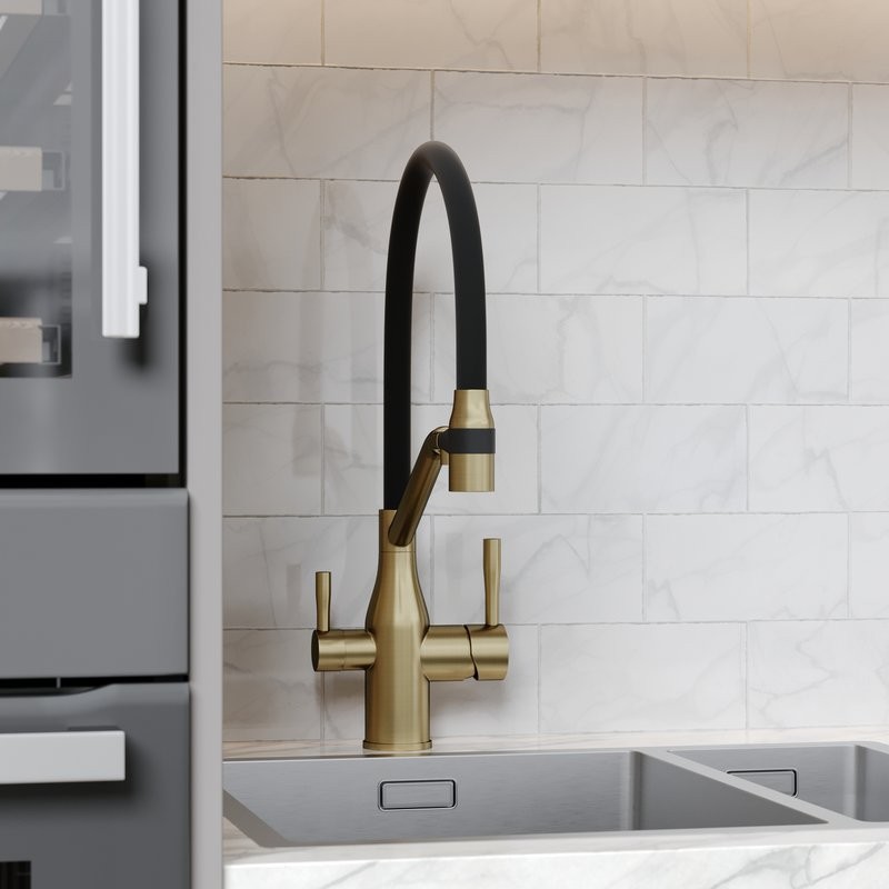 Смеситель для кухни Sancos Orta SC4008BG с гибким изливом, брашированное золото