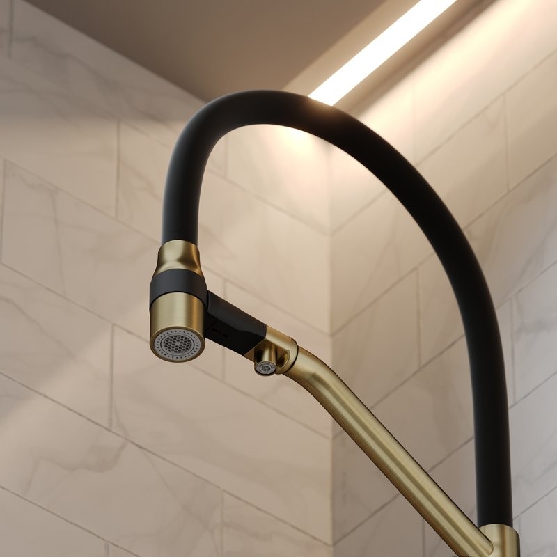 Смеситель для кухни Sancos Orta SC4008BG с гибким изливом, брашированное золото