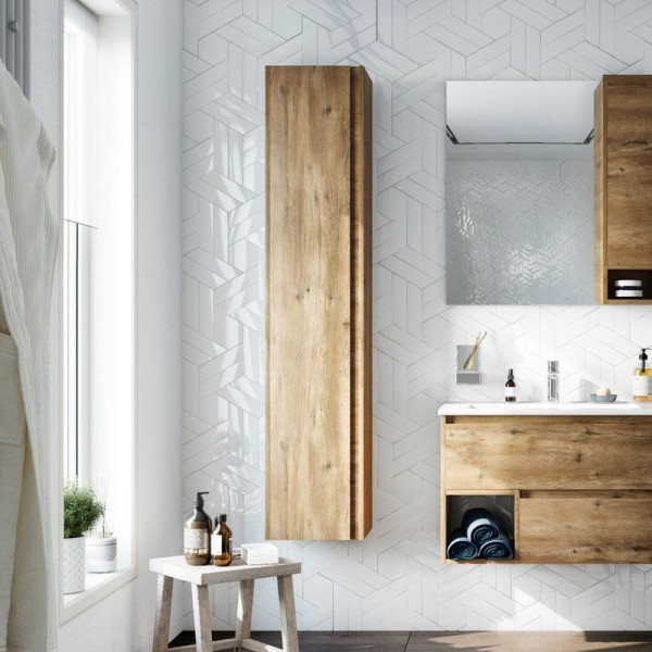 Шкаф пенал для ванной STWORKI Карлстад 30 дуб рустикальный