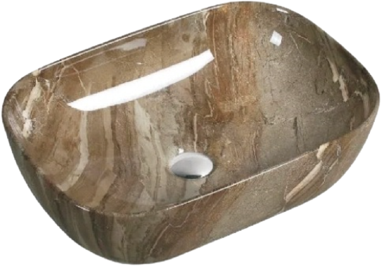 Накладная раковина SantiLine SL-7023 темно-коричневый мрамор