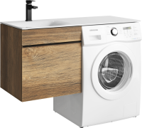 Тумба с раковиной Aqwella Terra 53 L подвесная, под стиральную машину, дуб балтийский