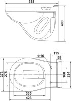 Комплект  Унитаз подвесной Керамин Гранд R МЛ CDB00022814 безободковый, с микролифтом + Система инсталляции для унитазов Grohe Rapid SL 38772001, 3 в