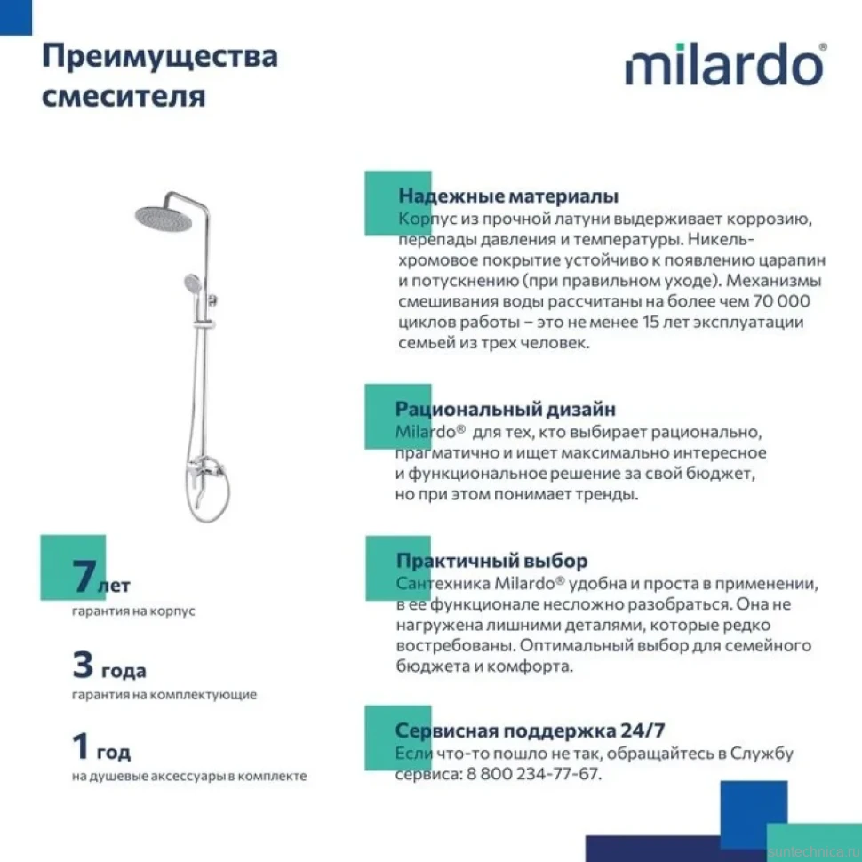 Душевая стойка Milardo Stripe STRSB1FM06