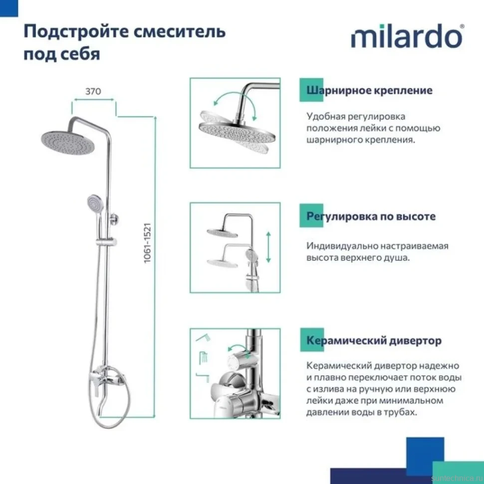 Душевая стойка Milardo Stripe STRSB1FM06