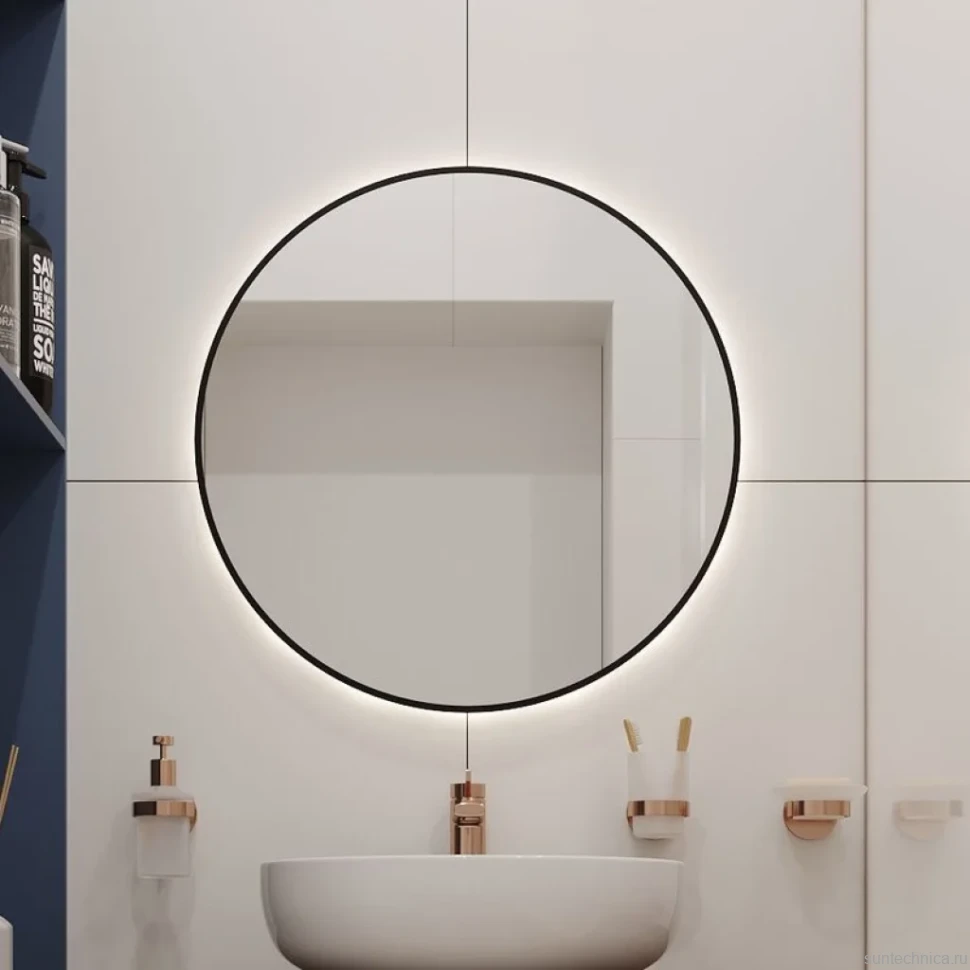Зеркало круглое Wellsee 7 Rays’ Spectrum 75 с подсветкой, черное