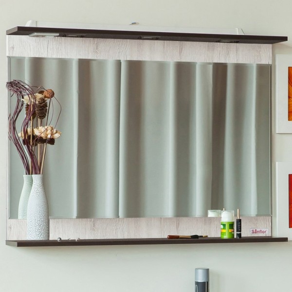 Зеркало Sanflor Толедо 105, венге, орегон, с полкой