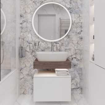 Мебель для ванной STWORKI Ольборг 60 столешница дуб карпентер, без отверстий, с тумбой 60, с раковиной Vitra Shift