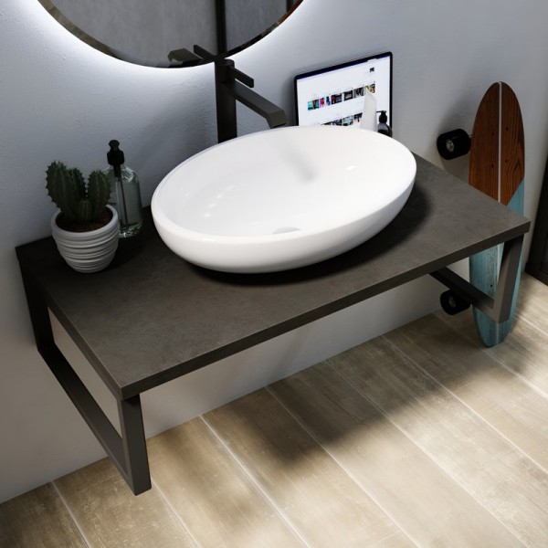 Столешница с раковиной 1MarKa Grunge Loft 90 бетон темно-серый