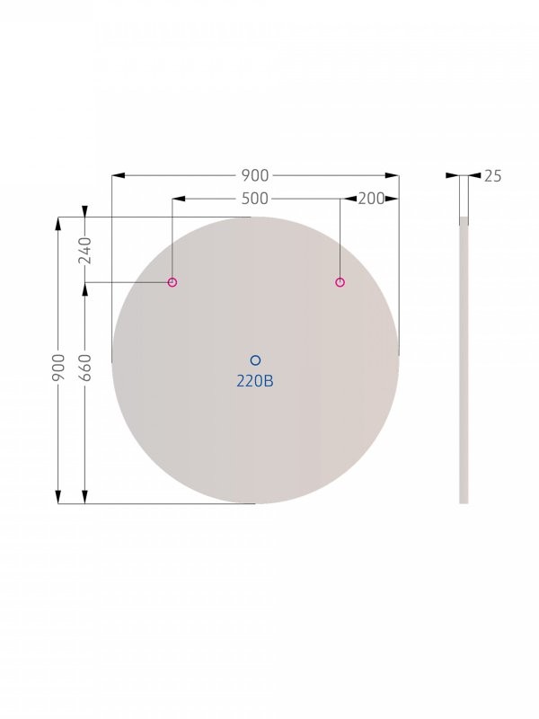 Зеркало круглое Alavann Rondo 90 с подсветкой, с антизапотеванием
