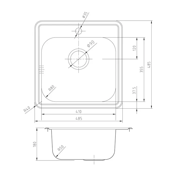 Комплект Мойка IDDIS Strit STR48P0i77S с сифоном + Смеситель Acros ACRSB00i05 хром
