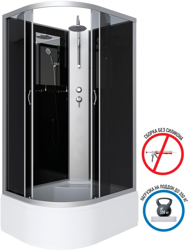 Душевая кабина Niagara Classic NG-2510-14RBKT 120х80 см, без крыши, с тропическим  душем