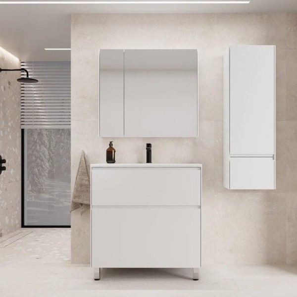 Мебель для ванной комнаты Style Line Лима 100 см напольная LINE 100 2 ящика PLUS Белый Матовый ЭМАЛЬ