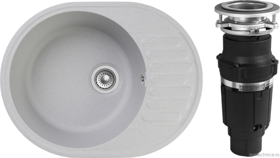 Комплект Мойка GranFest Quarz Z58 серый + Измельчитель Bone Crusher BC 610-AS
