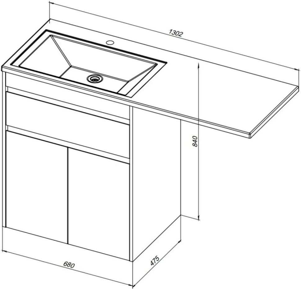 Мебель для ванной комнаты Aquanet Токио 68 1 ящик, 2 двери R