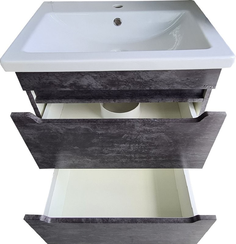 Мебель для ванной комнаты Emmy Стоун 80 подвесная, серый бетон