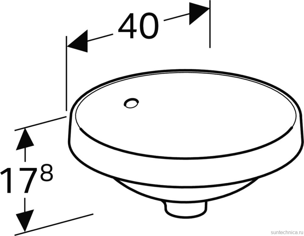 Раковина Geberit Variform 40 с переливом, белая