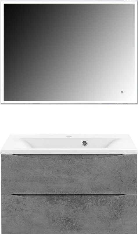 Мебель для ванной комнаты Vincea Mia 75 бетон, раковина VCB-3M750W 75 см, белая