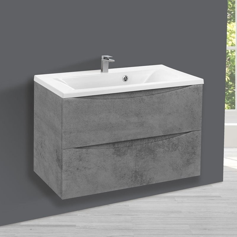 Мебель для ванной комнаты Vincea Mia 75 бетон, раковина VCB-3M750W 75 см, белая