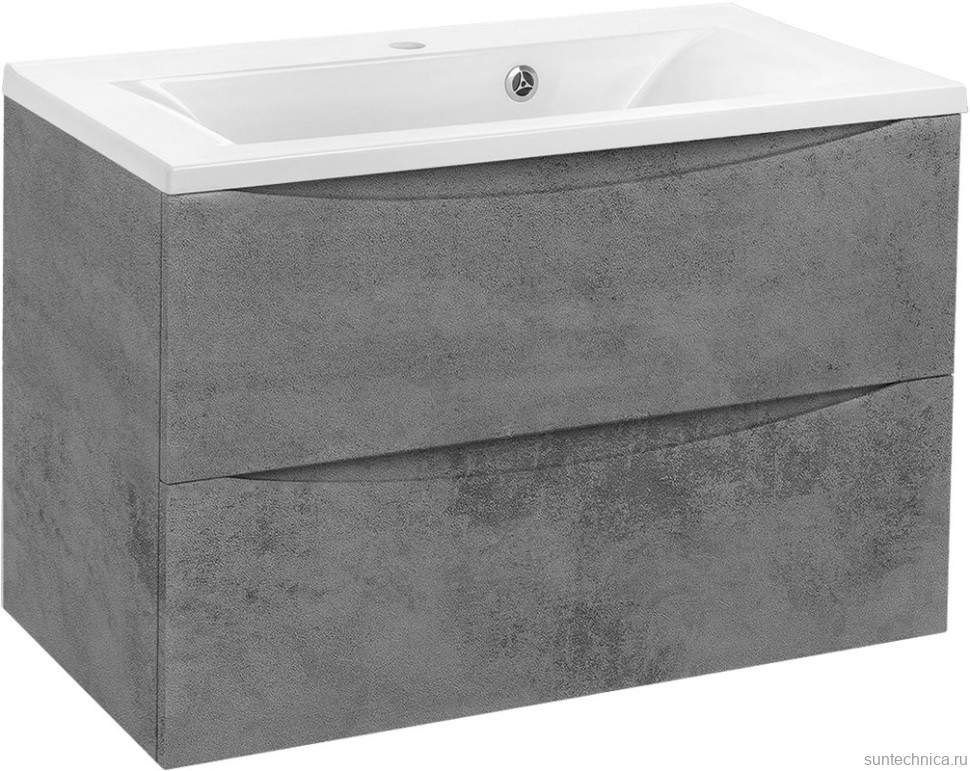 Мебель для ванной комнаты Vincea Mia 75 бетон, раковина VCB-3M750W 75 см, белая