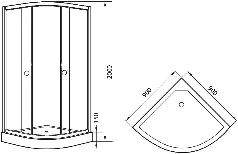 Душевой уголок Agger A01 A01 90х90, матовое стекло, c поддоном