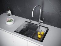 Комплект Мойка Paulmark Lumi LU55SK-DG графит + Измельчитель Intenso