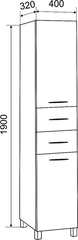Шкаф пенал для ванной Emmy Рокард 40 L, с бельевой корзиной