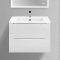 Тумба с раковиной Vincea Mia Slim 70, 2 ящика, белая глянцевая