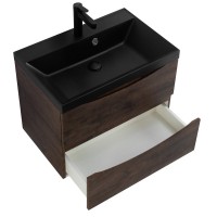 Тумба с раковиной BelBagno Marino 70 подвесная, rovere moro, черная раковина