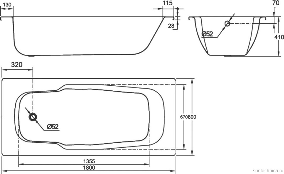 Стальная ванна BLB Atlantica 180x80 см, пристенная, белая, на ножках