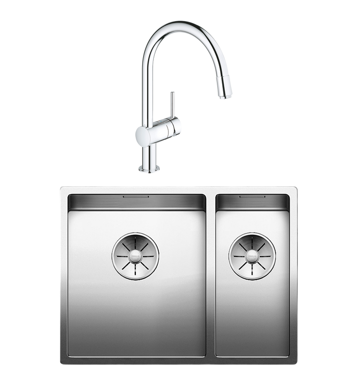 Комплект Мойка Blanco Claron 340/180-U L + Смеситель Grohe Minta 3291800E хром