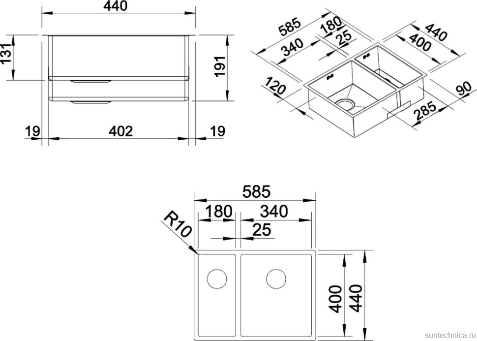 Комплект Мойка Blanco Claron 340/180-U L + Смеситель Grohe Minta 3291800E хром