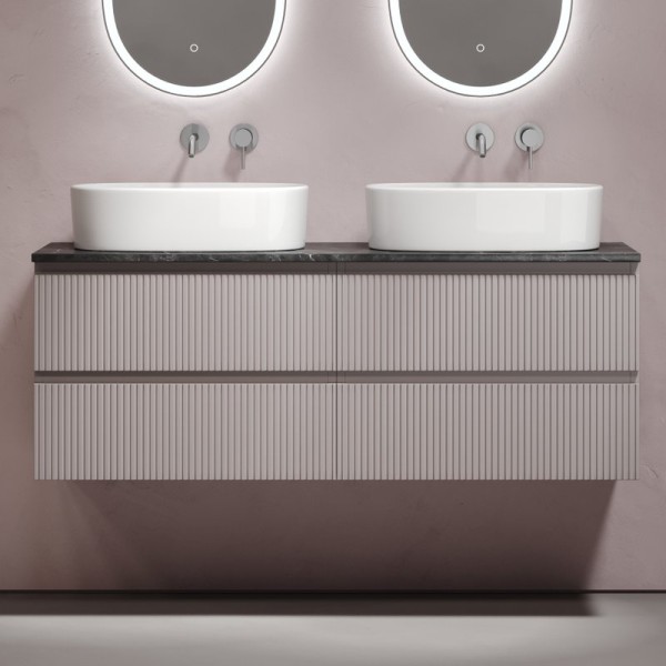 Тумба с раковиной Sancos Snob T 140 doha soft, столешница черный мрамор TT140A1, раковина CN6075