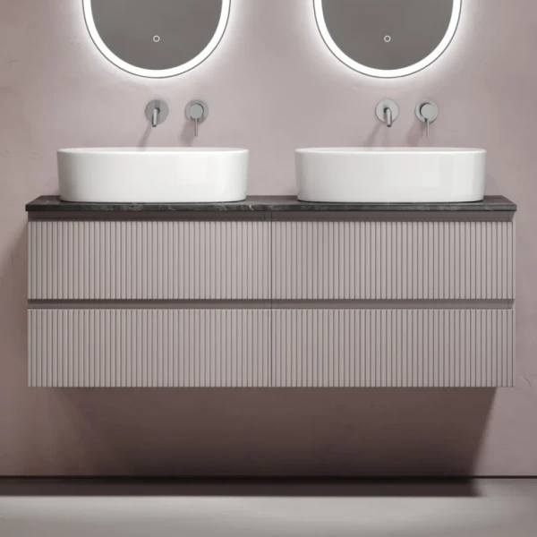 Тумба с раковиной Sancos Snob T 140 doha soft, столешница черный мрамор TT140A1, раковина CN6075