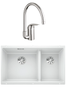 Комплект Мойка Blanco Subline 430/270-U белая + Смеситель Grohe Euroeco