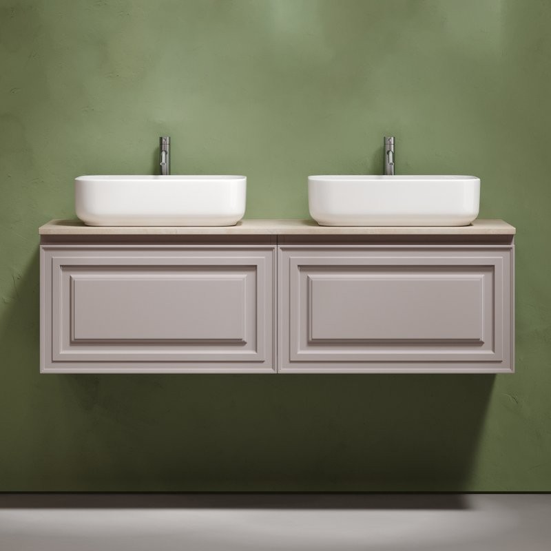 Тумба с раковиной Sancos Very 140 doha soft, столешница бежевая TT140A2X, раковина CN5043