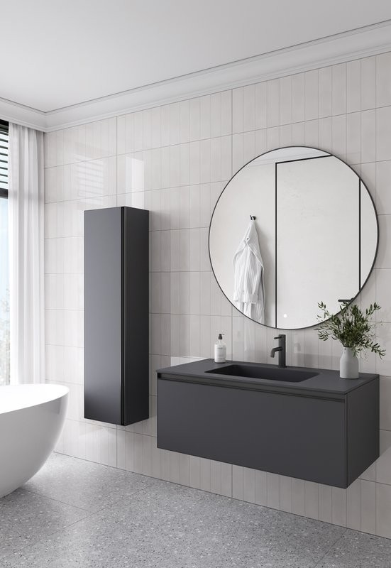 Тумба с раковиной Armadi Art Quatro 1 100 anthracite, с раковиной anthracite