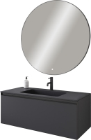 Тумба с раковиной Armadi Art Quatro 1 100 anthracite, с раковиной anthracite