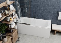 Акриловая ванна Vagnerplast Ebony 160x75 см, пристенная, ультрабелая, с каркасом