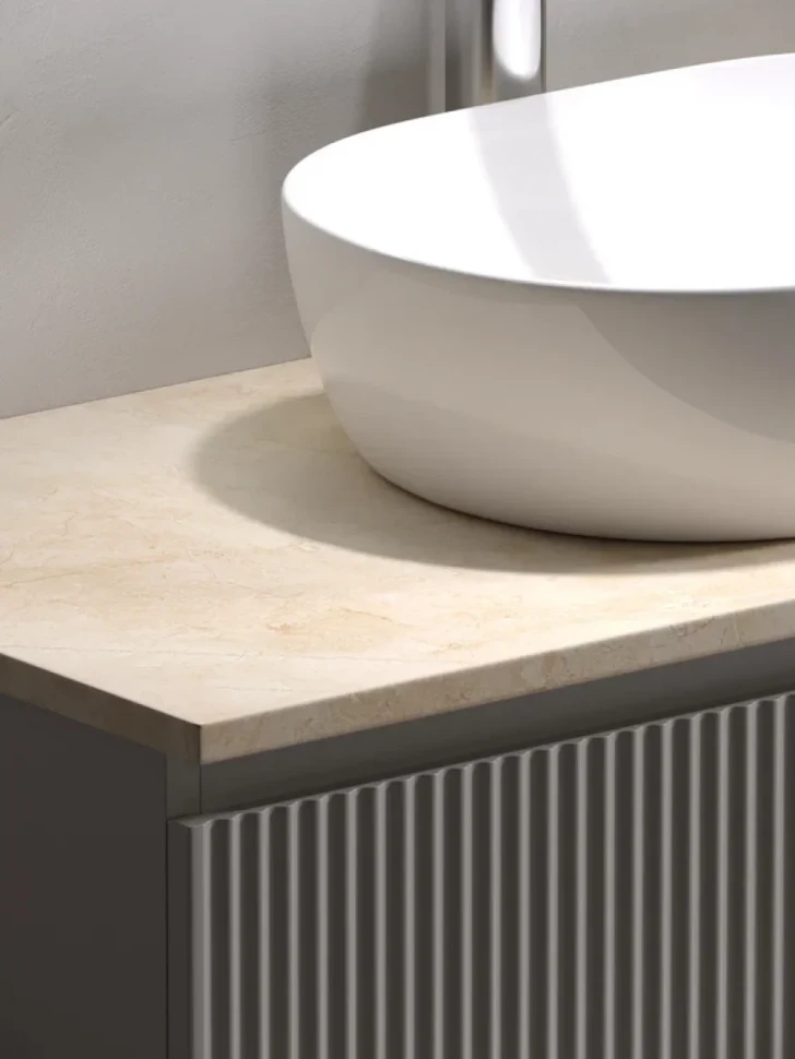 Тумба с раковиной Sancos Snob R 80 см, beige soft, столешница бежевая, раковина CN5010