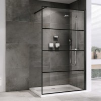 Душевая перегородка Abber Immer Offen AG65120B 120 см, профиль черный, стекло прозрачное