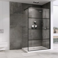 Душевая перегородка Abber Immer Offen AG65120B 120 см, профиль черный, стекло прозрачное