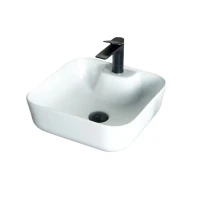 Накладная раковина GID Geometrico N9443 41 глянцевая белая, квадратная, фаянс, с 1 отверстием под смеситель